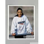 Signed colour photograph of Florence Griffiths Joyner, better known as 'Flo-Jo',