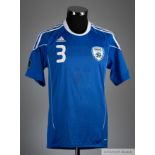 Blue signed Israel no.3 short sleeved shirt 2010-11