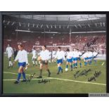 Manchester United 1968 European Cup Winners signed colourised canvas,