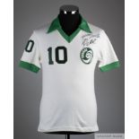 Pele white and green No.10 New York Cosmos short-sleeved shirt, 1976