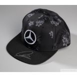 Lewis Hamilton signed black and floral Mercedes AMG Petronas Motorsport cap