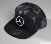 Lewis Hamilton signed black and floral Mercedes AMG Petronas Motorsport cap
