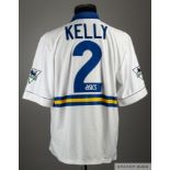 Gary Kelly white and blue No.2 Leeds United match worn short-sleeved shirt, 1993-94