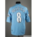 Helder Postiga sky-blue No.8 Tottenham Hotspur match worn short-sleeved shirt, 2003-04