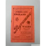 Wales v England football international programme played at Ninian Park on 29th September 1934