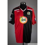 Roque Santa Cruz black and red No.9 Blackburn Rovers short sleeved shirt, 2007-08