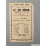 Lawn Tennis programme for the Buxton Lawn Tennis Tournament, 14th to 18th August 1894,