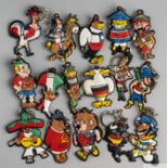 A full set of 16 keyrings featuring the participating countries at the 1966 World Cup