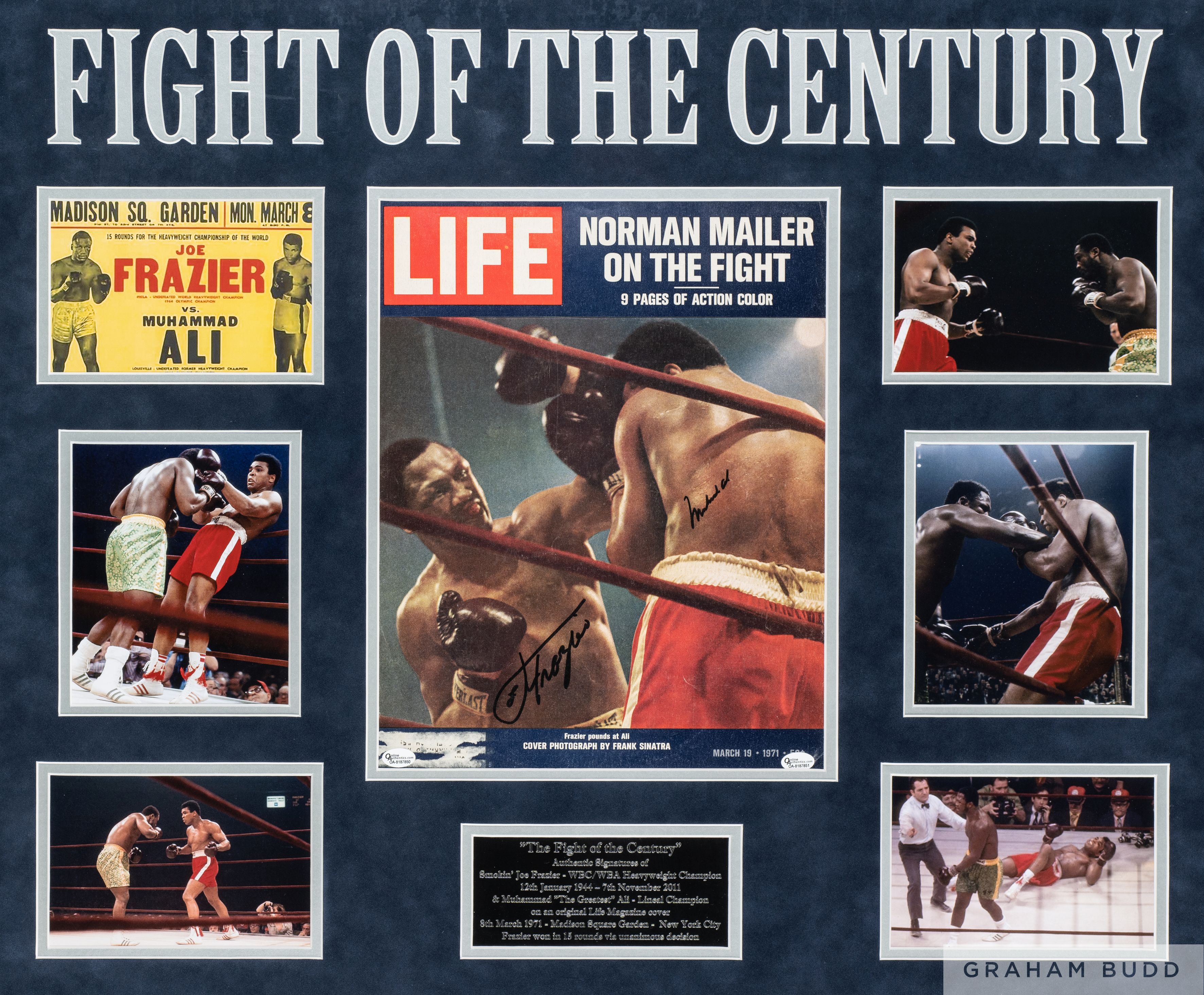 Muhammad Ali and Joe Frazier, Fight of the Century double-signed display