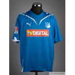 Demba Ba blue and white No.9 Hoffenheim match worn short-sleeved shirt, 2010-11