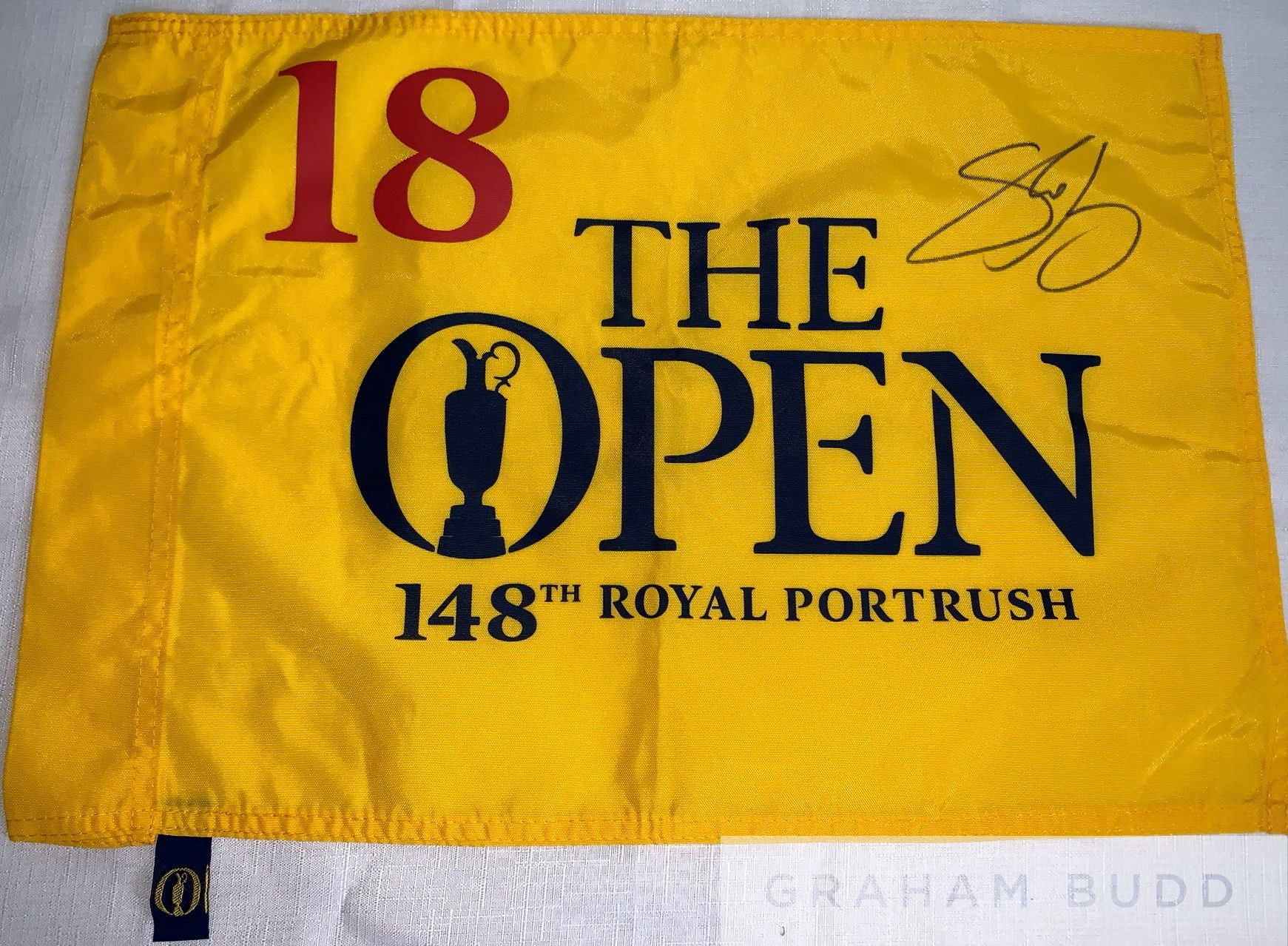 Shane Lowry (Ireland, 2019 Open Champion) signed golf flag and cap,