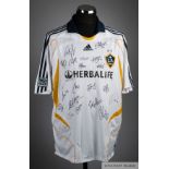 White autographed LA Galaxy short sleeved shirt