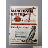 Manchester United v. Bury match programme, 1938