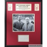 Brian Clough Nottingham Forest ex manager signed & framed display,