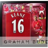 Roy Keane signed & framed Manchester United 2002-03 home retro shirt,