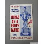 Real Madrid v Rheims final of 1955 'Finale de la Coupe Latine' programme, in Paris on 26th June,
