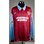 Julian Dicks claret and blue West Ham United no.3 home shirt, circa 1996,