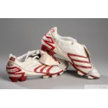 David Beckham pair of match worn white and red Adidas 2006 Predator football boots