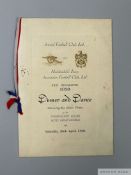 Tommy Wilson banquet menu card for the 1930 Huddersfield Town v. Arsenal F.A.Cup Final