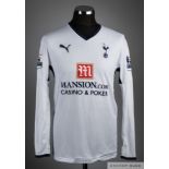 Jermaine Defoe white and blue No.25 Tottenham Hotspur long sleeved shirt 2008-09