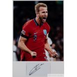 Framed photographic display signed by England's record goal scorer Harry Kane,