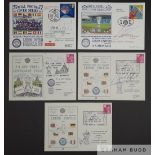 Leeds United signed First Day Covers, five in total signed by ex Legends of the Elland Road club,