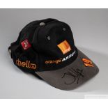 Jos Verstappen worn signed black, orange and grey Arrows F1 cap