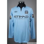 David Silva sky blue Manchester City long sleeved home shirt no.21 2012-13 season shir