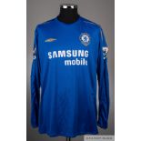 Didier Drogba signed blue and gold No.15 Chelsea long-sleeved Centenary shirt, season 2005-06