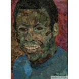 An original mosaic portrait painting of Pelé