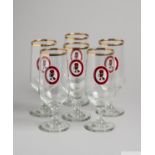 Set of six Watney Mann World Cup Ale 'World Cup Willie' glasses