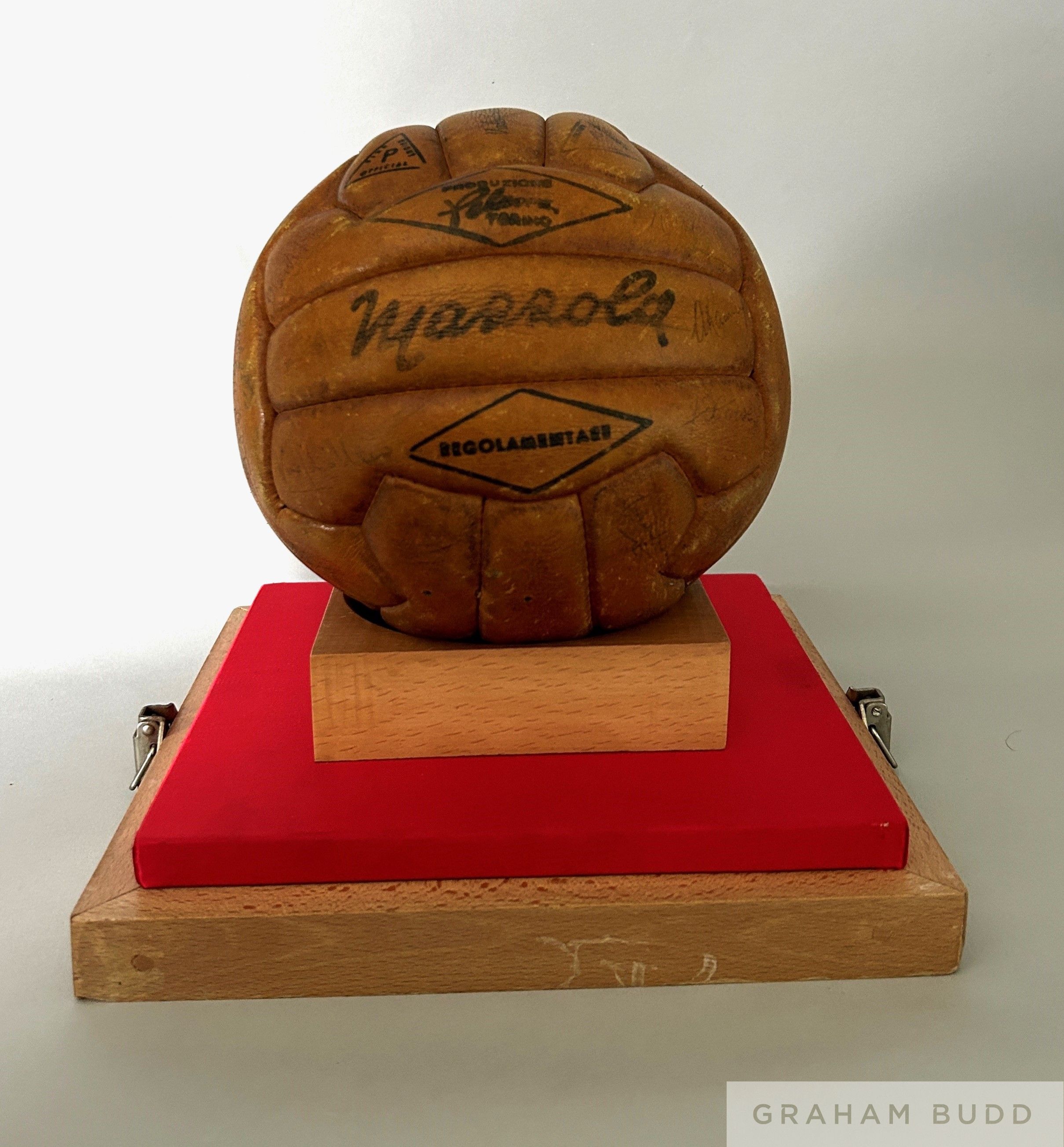 ITALY v. ENGLAND 16/5/48: a Mazzola brown leather football used in the 1948 International match - Image 2 of 9