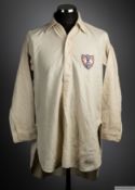 Tommy Wilson white all wool England Football League match worn shirt, 1928-29
