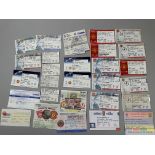 Collection of Manchester United ticket stubs from the 1990s and later