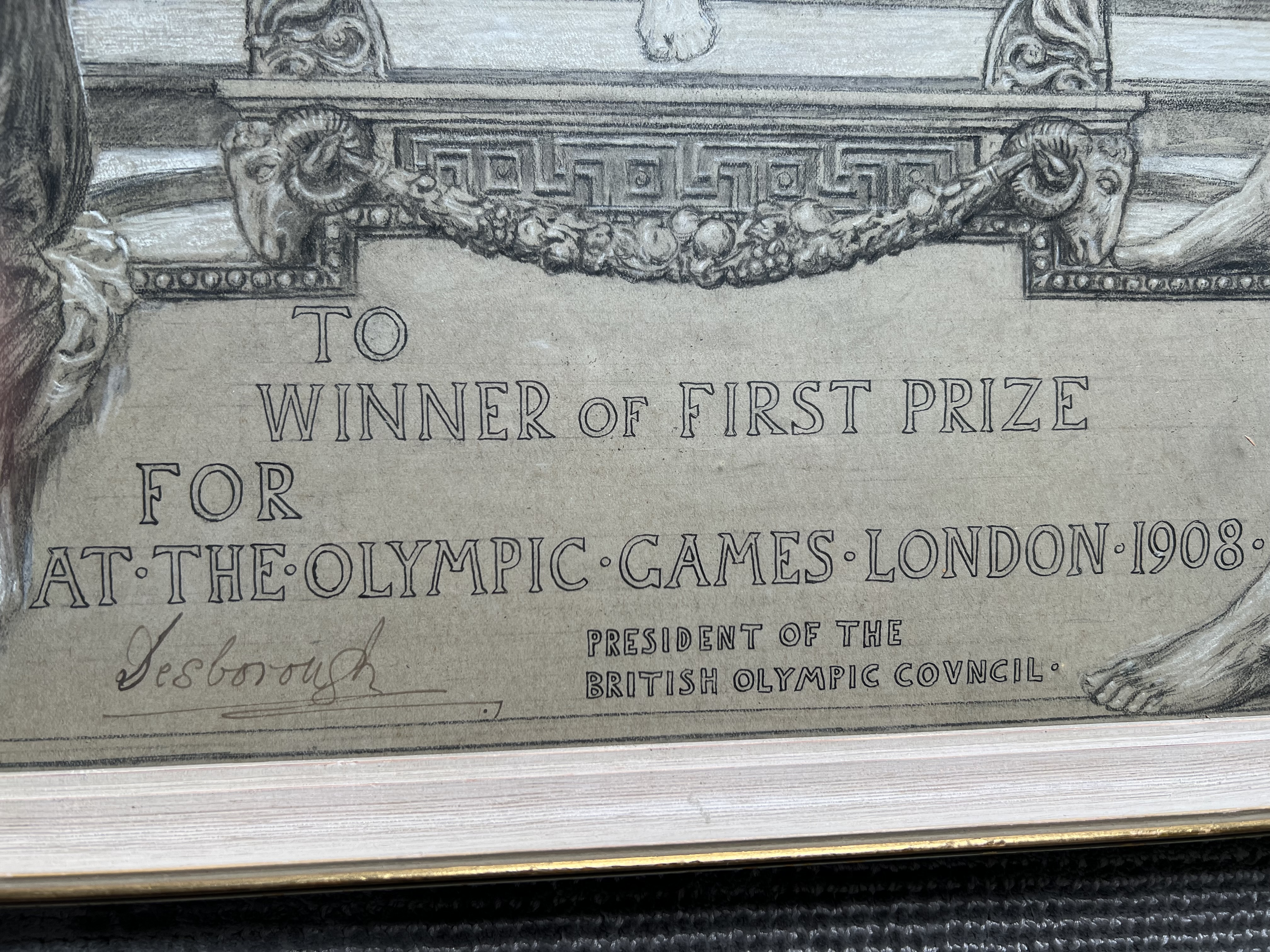 Artwork for 1908 London Olympic Games gold medal winner’s diploma by artist Sir Bernard Partridge - Image 3 of 8