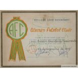 A certificate presented to Pelé in 1971 by Brazilian football team Alecrim FC