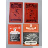 Four Arsenal match programmes, 1920s to 1950s