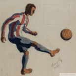 A drawing of a footballer, dated 22nd April 1912,
