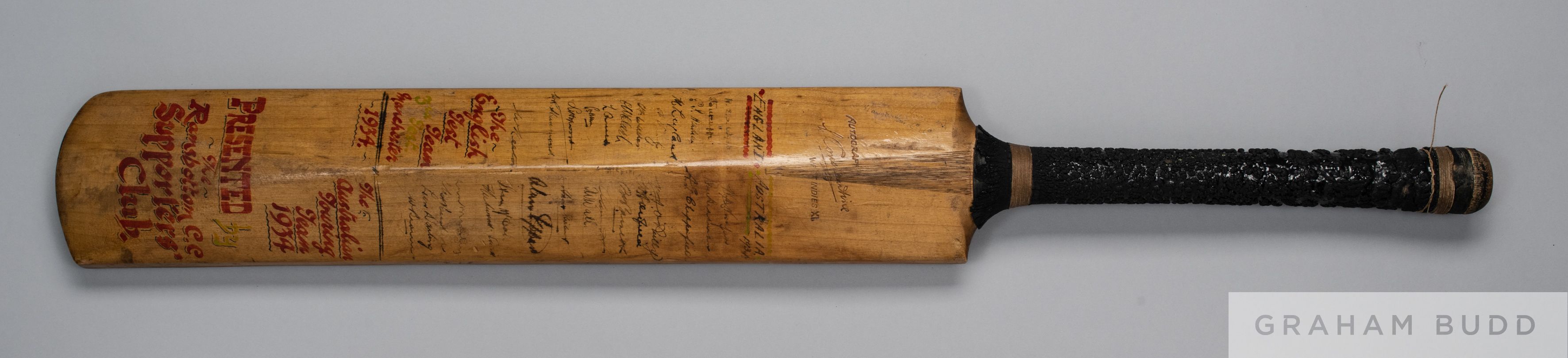 David Lloyd, Nelson Walter Lambert & Sons autographed cricket bat, 1934 - Image 2 of 2