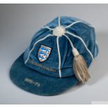 Peter Shilton blue England v. Czechoslovakia International cap, 1972-73