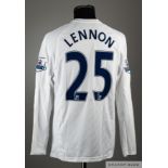 Aaron Lennon white and blue No.25 Tottenham Hotspur match worn short-sleeved shirt, 2007-08