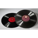 Two vintage 78 r.p.m. records featuring football,