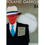 Lawn Tennis: an original Slazenger Roland Garros 84 print by Razzia,