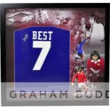 George Best signed & framed Manchester United 1968 European Cup winners retro shirt,