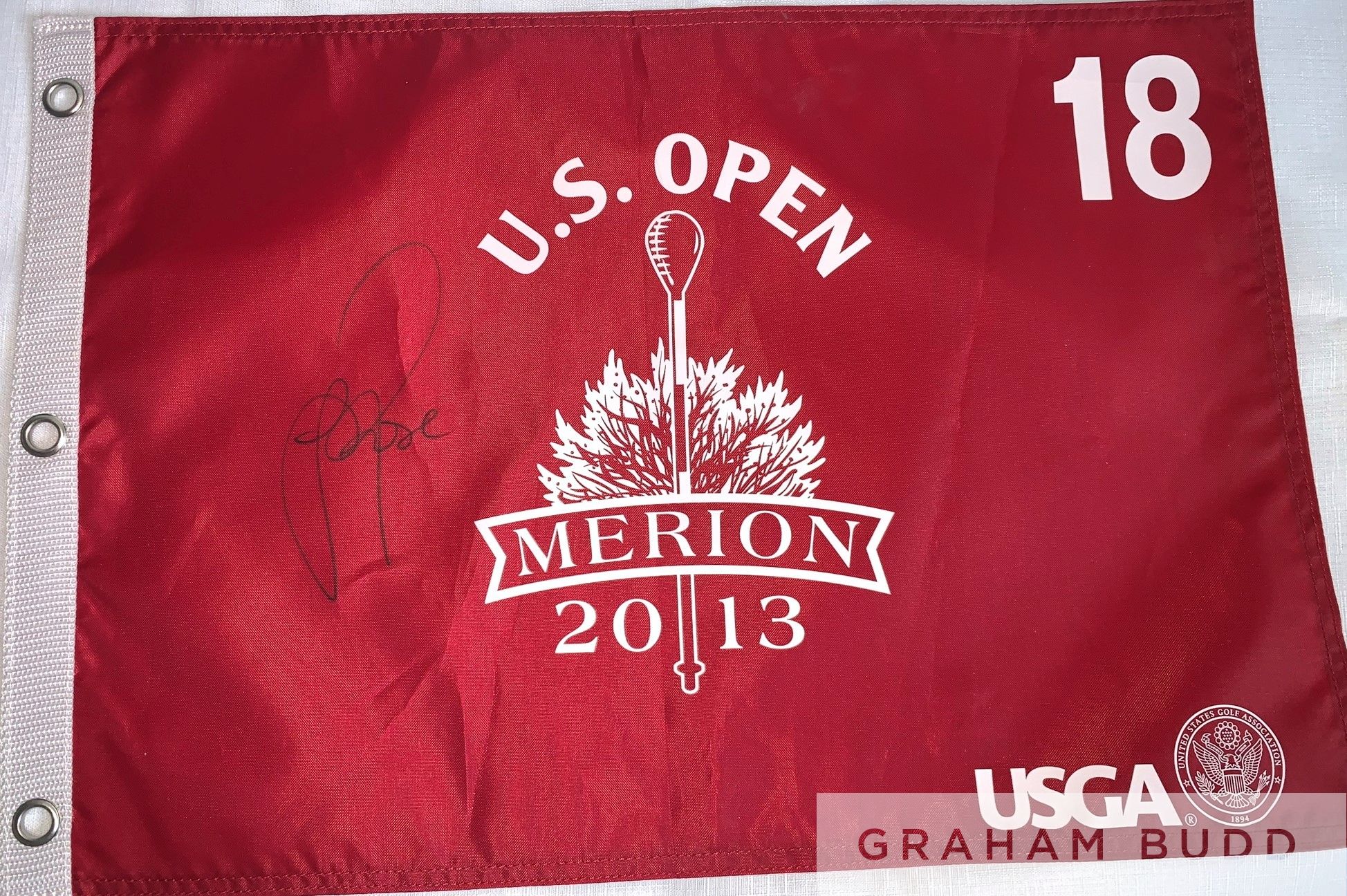 Justin Rose (England – 2013 US Open champion) signed golf flag,