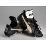 Diego Maradona black and white Puma match worn football boots, 1996-97