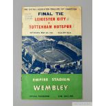 FA Cup Final programme Tottenham Hotspur v Leicester City, 6th May 1961,