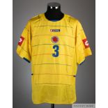 Jose de la Cuesta signed yellow No. 3 Colombia short sleeved shirt, 2004