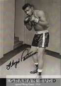Boxing: Floyd Patterson signed 6 x 4in. b/w postcard photograph