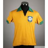 Jairzinho yellow and green No.17 Brazil v. Argentina match worn short-sleeved shirt